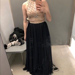 Prom Dress - Navy Blue & Cream 2 piece